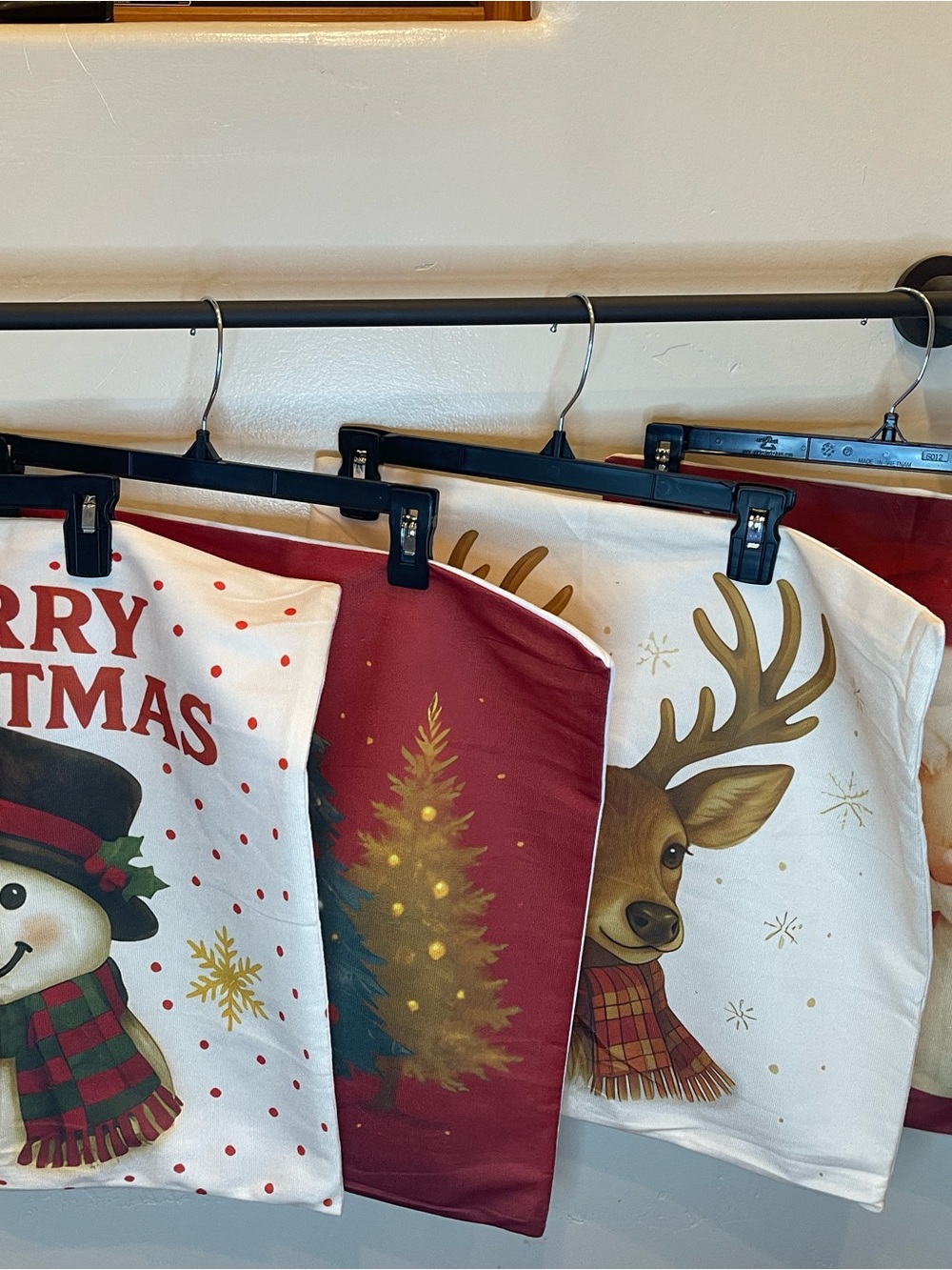 New set of 4- 18x18 Christmas Pillow Covers - Snowman, Tree, Santa, Reindeer